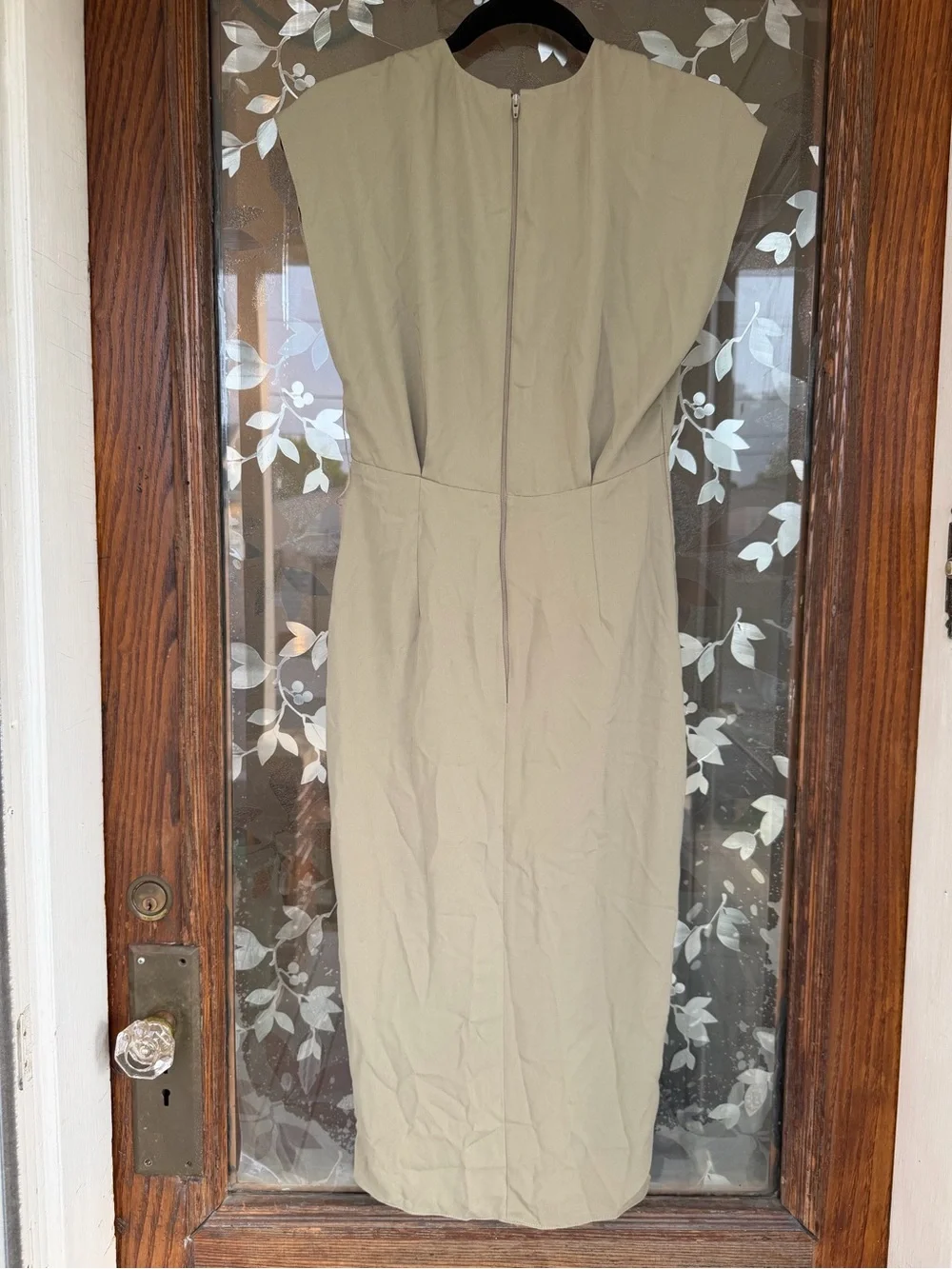 ASOS Tailored Olive Midi Button Up Sheath Dress Women’s Size 4 NWT  Missing Belt
